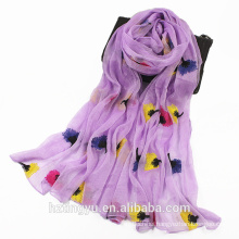 New arrival muslim item factory Fancy floral hijab embroidered scarf